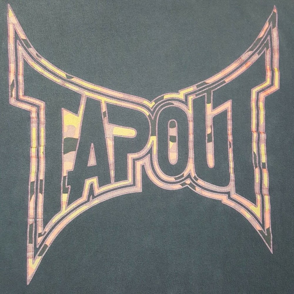 Vtg 90s Tapout Spell Out T-Shirt 2XL Black Double
